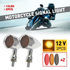 2x Chrome Turn Amber LED Motorcycle Light Bullet Signal Blinker Brake AUXITO For AUXITO
