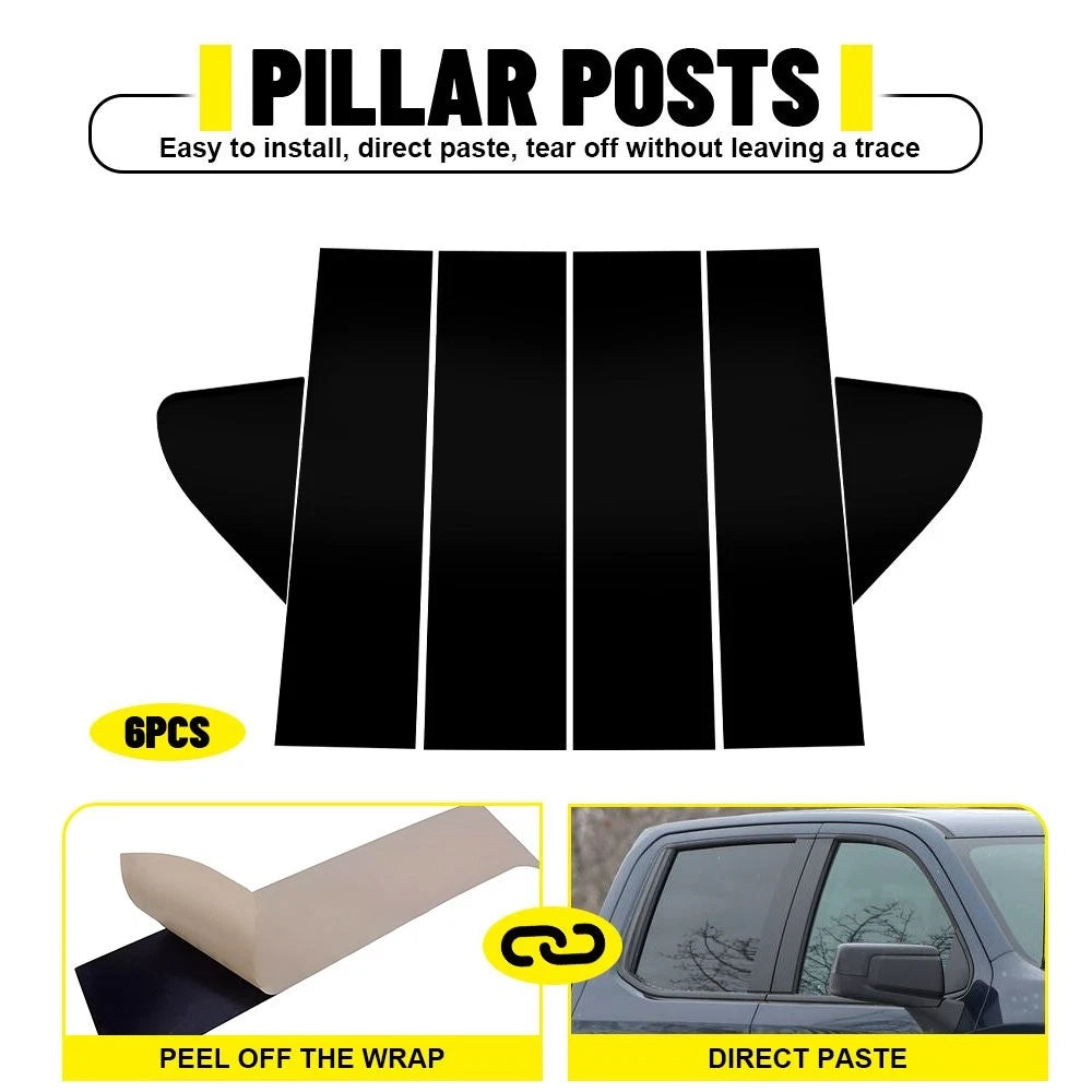 6Pcs Black Pillar Posts For 2019-2024 Chevrolet Silverado 1500 GMC Sierra 1500 A 6B93BC-57