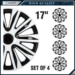 ECCPP 17" Wheel Hub Caps For R17 Tires Wheel Rim Covers Snap-On Silver & Black ECCPP