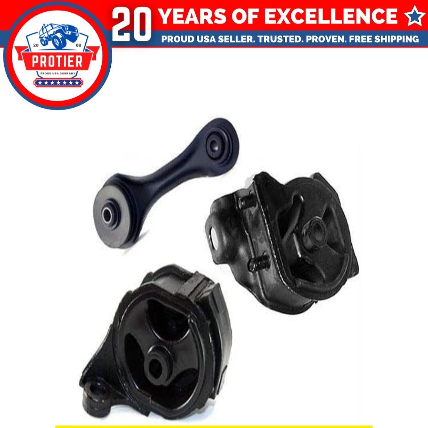 Fits 1990-1993 Honda Accord 2.2L Engine Motor & Trans Mount Set 3PCS : A6512, 6B93BC-57