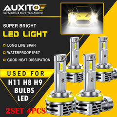 4X Auxito LED Headlight H11 Low Bulb Canbus Kit 60000LM 6500K Ultra Bright M6S A AUXITO