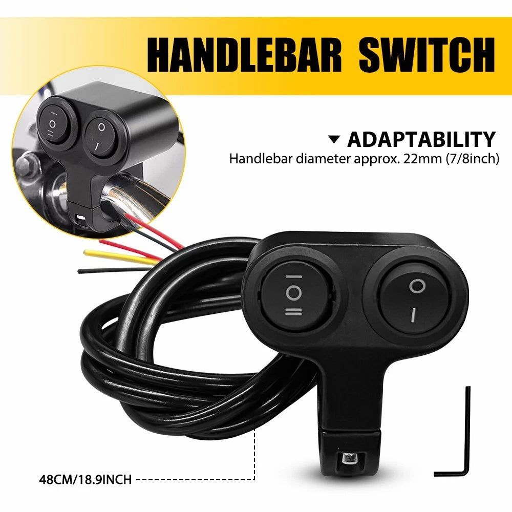 7/8" Motorcycle ATV Dual Button On Off Switch Handlebar Headlight Fog Spot Light 6B93BC-57