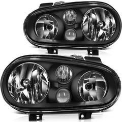 ECCPP Headlights Assembly For Volkswagen Golf Cabrio 1999-2006 Pair Kit Black 6B93BC-57