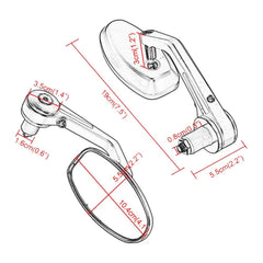 1 Pair 7/8" 22mm Motorcycle Rear View Handle Bar End Side Rearview Mirrors Black