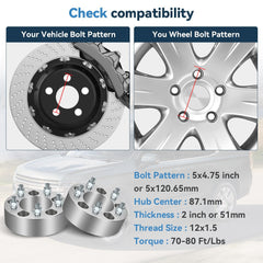2Pcs 2 inch 5x4.75 Wheel Spacers 12x1.5 For Chevy Corvette S10 Camaro GMC Sonoma 6B93BC-57