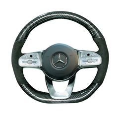 Carbon Fiber&Suede Leather Steering Wheel Sewing Wrap For Mercedes Benz A-Class