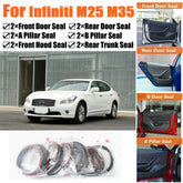Door Rubber Seal Strips Weather Draft Wind Noise Reduction Kit For Infiniti M35