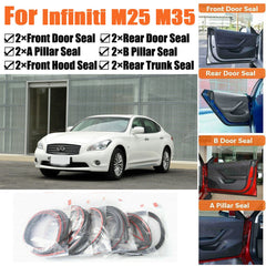 Door Rubber Seal Strips Weather Draft Wind Noise Reduction Kit For Infiniti M35