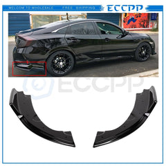 Fits 16-18 Honda Civic 2x Glossy Black Rear Bumper Lip Diffuser Splitter 6B93BC-57
