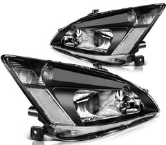 For 2003-2007 Honda Accord Black Clear Lens Left+Right Pair Headlights Assembly 6B93BC-57