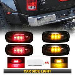 4Pcs Bed Dually Side Marker Fender LED for Lights 45003 Dodge Ram 3500 Red Amber 6B93BC-57