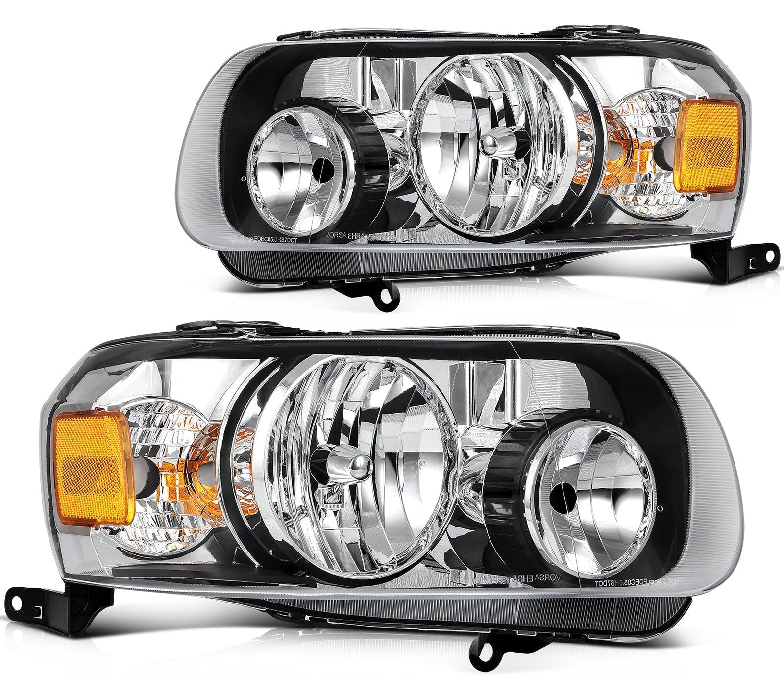 For 2007 2006 2005 Ford Escape Black Housing Headlights Assembly Left+Right Pair 6B93BC-57