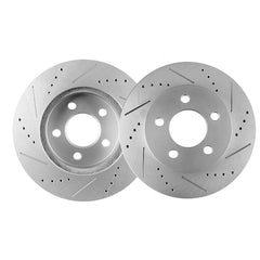 Front Drilled Slotted Brake Rotors Silver & Pads for 2002-2007 Jeep Liberty V6