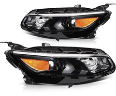 ECCPP Headlights Assembly For Chevrolet Malibu 2016-2018 Pair Kit Black Amber 6B93BC-57