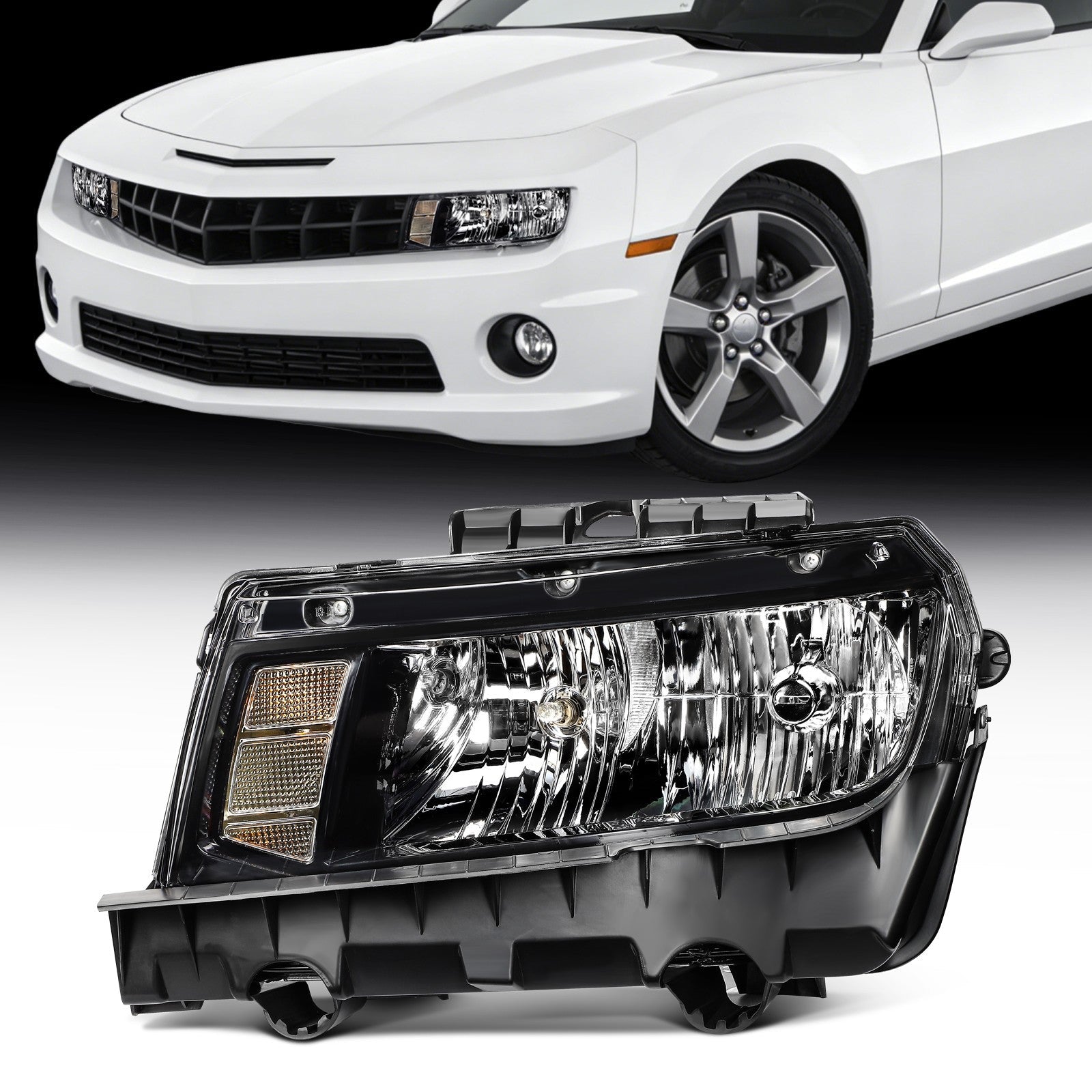 Driver Left Side Headlight For 2014-2015 Chevrolet Camaro 3.6L 6.2L 7.0L Black 6B93BC-57