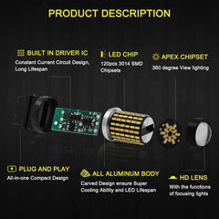 2X 3457A 3157 4157NA 120SMD Switchback LED Turn Signal Light Parking Bulbs EOA 6B93BC-57