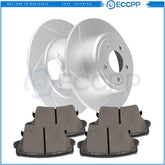 Fits 09-17 Dodge Challenger Rear Slotted Brake Rotors Discs And Ceramic Pads 6B93BC-57