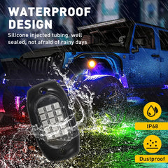 8x RGB LED Rock Light Kit For Off-Road Underglow Foot Wheel Well Light Truck ATV 6B93BC-57
