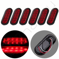 6PCS Truck Trailer Red 10 Led 6" Stop Turn Brake Grommet Mount Oval Tail Light 6B93BC-57