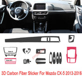 Interior Center Console Carbon Fiber Molding Sticker Decals For Mazda CX-5 13-17