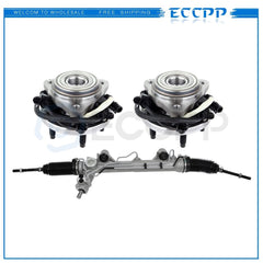 ECCPP ECCPP 3 Pc Set Steering Rack And Pinion + 2 Wheel Hub Bearing Assembly 4X4 ECCPP