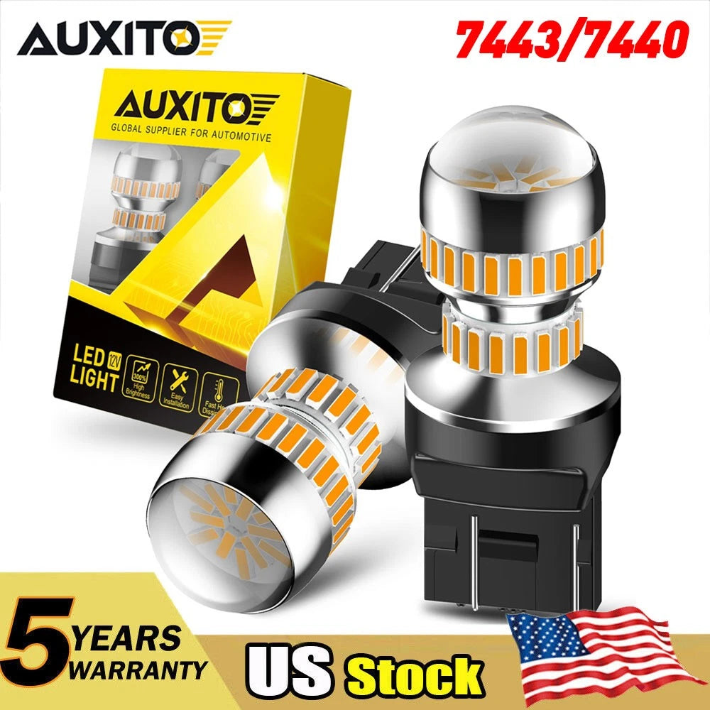 1-10Pcs AUXITO 360° 7443 7440 Amber Yellow LED Turn Signal Parking Light Bulbs AUXITO