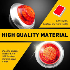 40X 3/4" Amber Red Side LED Marker Light With Base Stailness for Truck Trailer 6B93BC-57