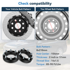 4 Pcs 2" 8x210 Wheel Spacers For 2011-2024 Chevrolet Silverado 3500 HD DRW Only 6B93BC-57