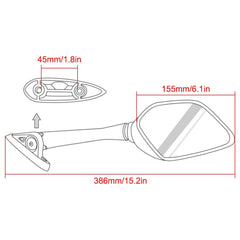 Pair Rearview Mirror Black For Yamaha NMax N-Max GPD 125 155 YZF-R3 R25 15-21 SA