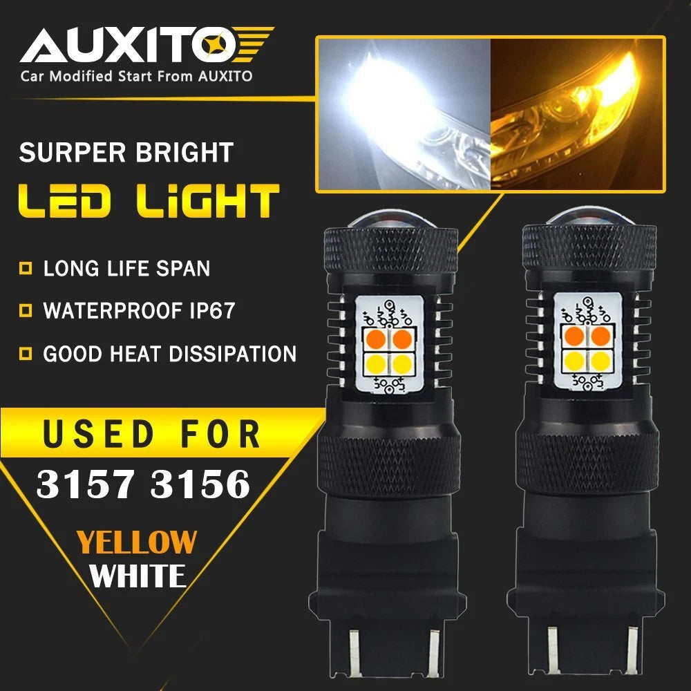 2X 3157 3457A White Amber Dual Color Switchback LED Turn Signal Light Bulb EA 6B93BC-57