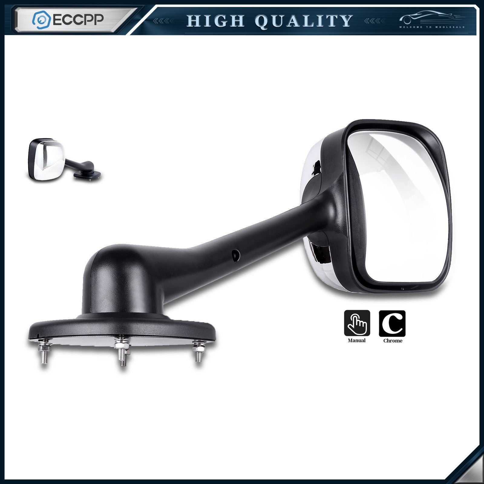 For 2008-2016 Freightliner Cascadia Truck Chrome Hood Mirror Left Driver Side 6B93BC-57