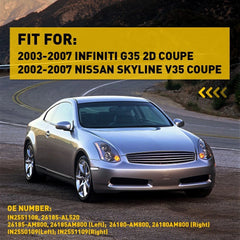 For 03-07 Infiniti G35 White Coupe LED Front Bumper Marker Side Light Smoke Lens 6B93BC-57
