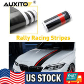 5D Carbon Fiber with Red Rally Stripes Trim Racing Car Body Front Hood Decal EOA 6B93BC-57