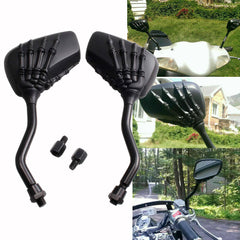 For HONDA SHADOW REBEL 750 1100 VTX VT 1300 1800 Black Skull Hand Claw Mirrors