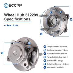2 Rear Wheel Hub Bearings FWD For Ford Five Hundred Freestyle Taurus X Mercury 6B93BC-57