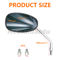 10MM CHROME TEARDROP CUSTOM MOTORCYCLE VIEW MIRRORS FOR HARLEY CRUISER CHOPPER