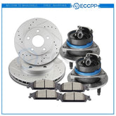 Front Drill Brake Rotors Ceramic Pads & Wheel Hub Bearings For Pontiac Grand Am 6B93BC-57