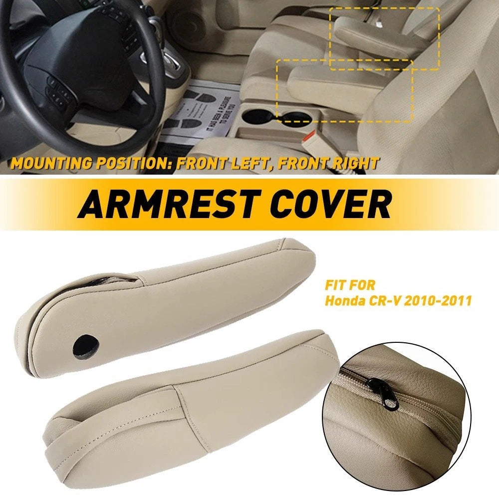 Pair Beige Leather Front Seat Armrest Replacement Cover Fit Honda CR-V 2010-2011 6B93BC-57