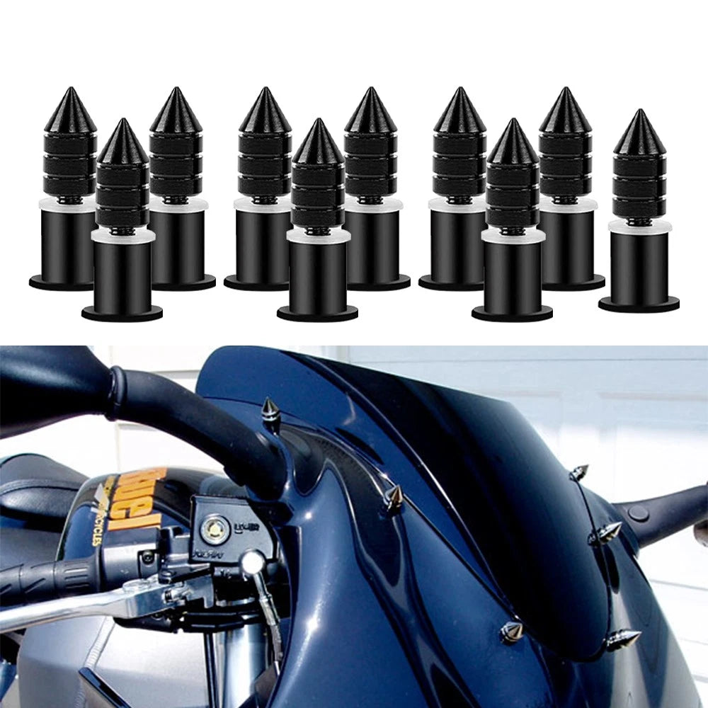 Black M5 Aluminum Spike Motorcycle Fairing Windscreen Bolt Kit Clips Nuts Screw 6B93BC-57