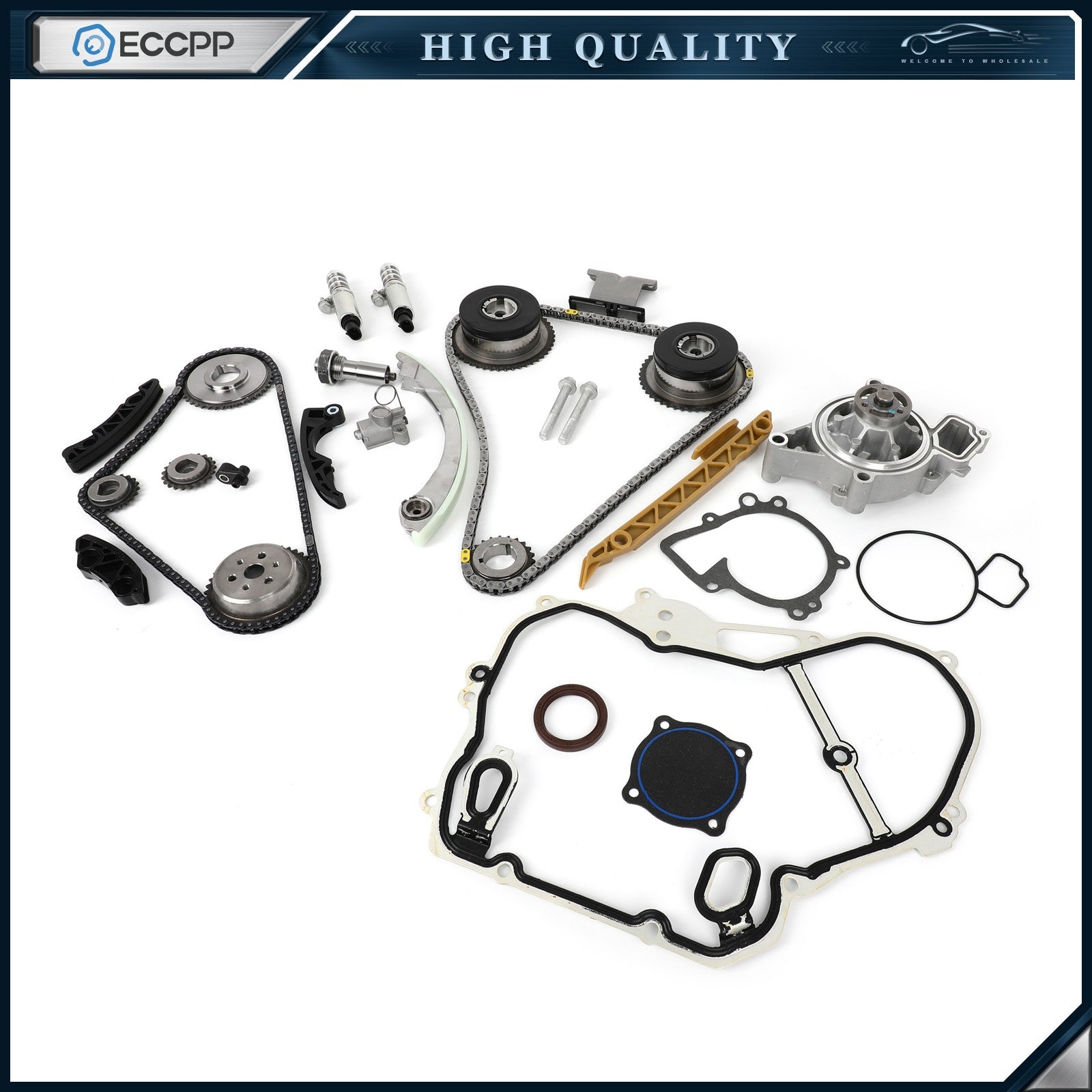 For GM Ecotec 2.2L 2.4L Timing Chain Kit VCT Selenoid Actuator Oil & Water Pump 6B93BC-57