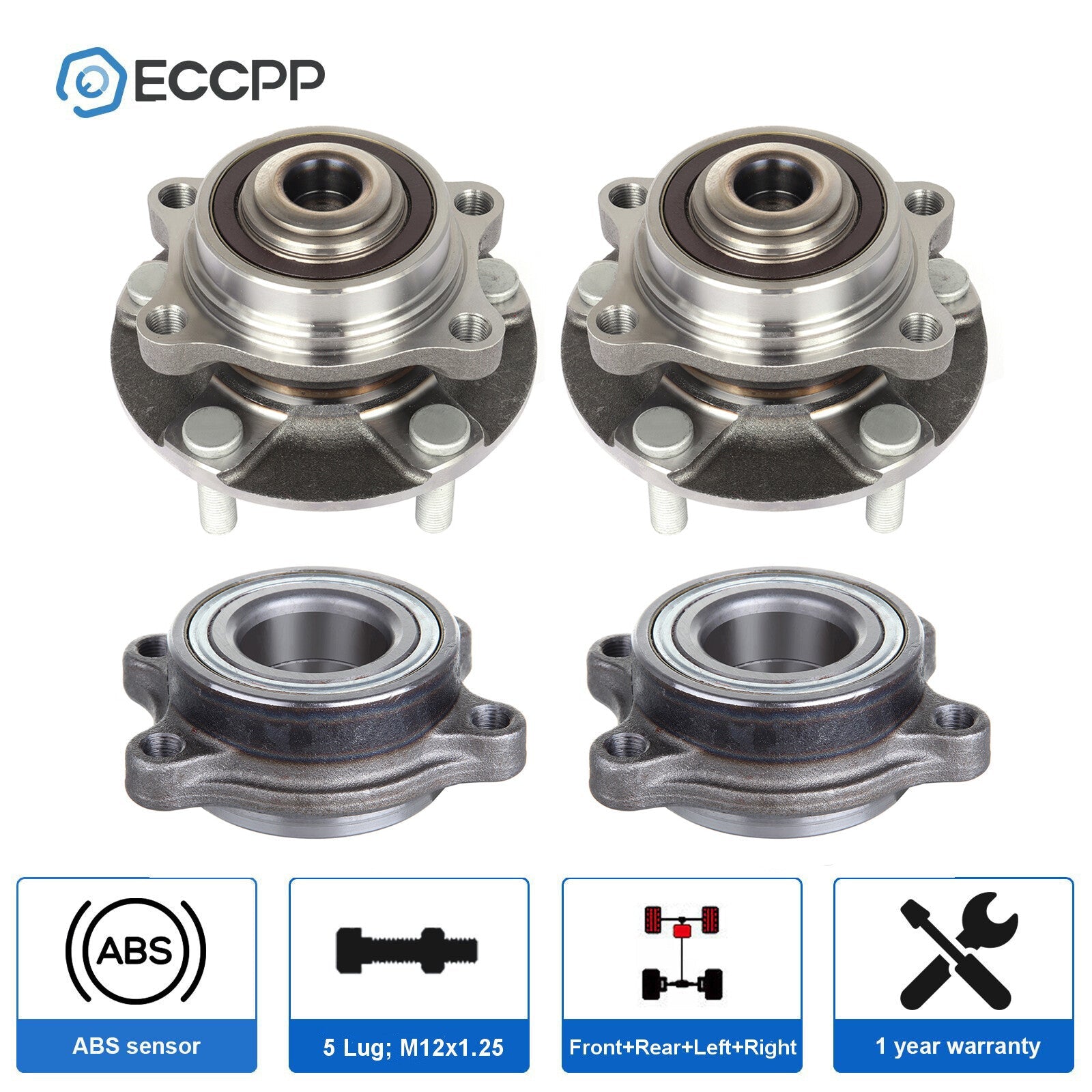 4X Wheel Hub Bearing Front Rear For Nissan 350Z 2003-2009 For Infiniti G35 RWD 6B93BC-57