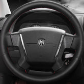 Black PU Leather Steering Wheel Hand-stitch on Wrap Cover For Dodge Caliber 07-