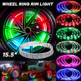 4x 15.5'' RGB Wheel Ring Lights LED Light For Truck Car Rim Lights Bluetooth APP 6B93BC-57