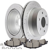 Rear Brake Rotors Ceramic Pads For Chevrolet Tahoe GMC Yukon Sierra Drilled Slot KOEEP