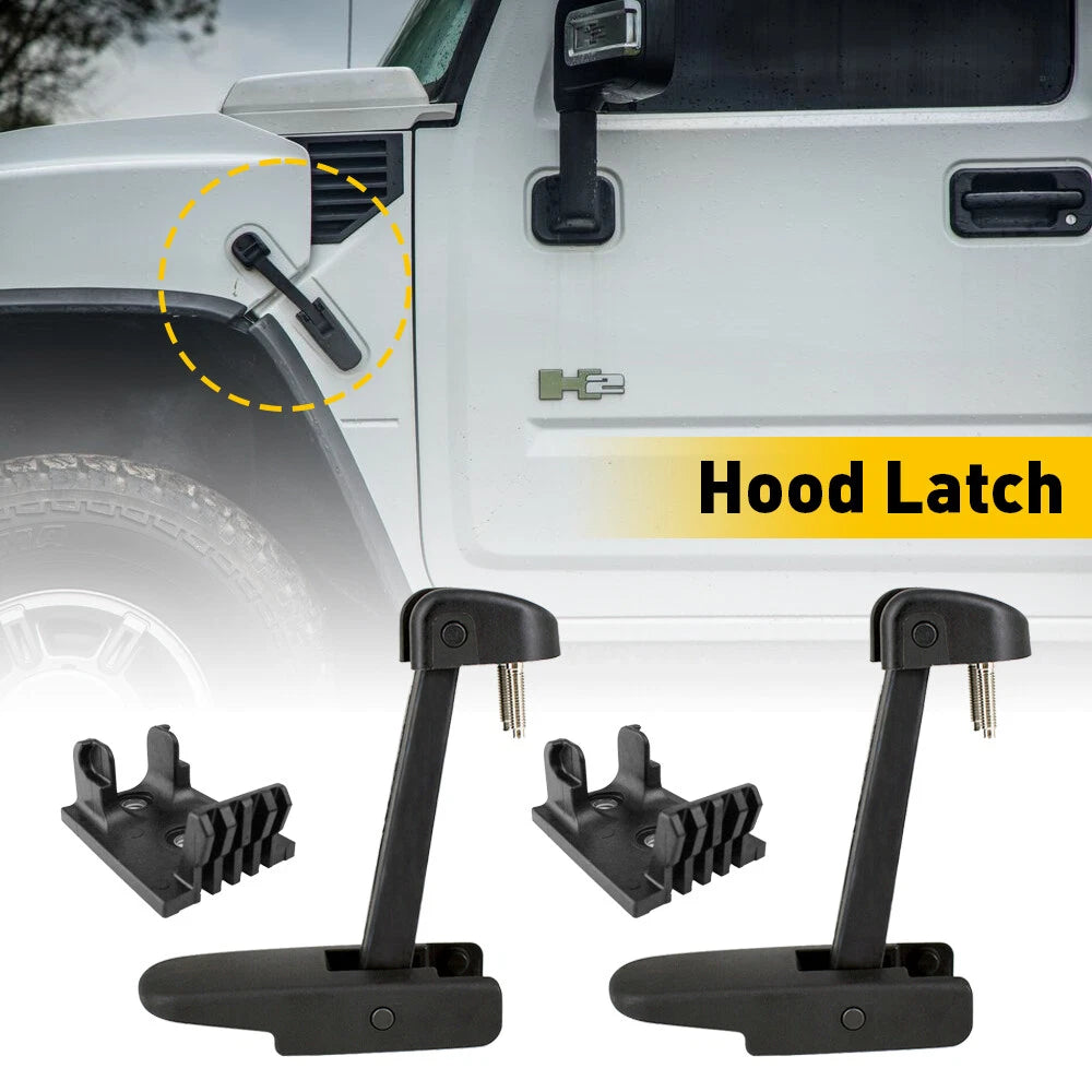 2X Black Hood Latch For 2003-2009 Hummer H2 Chevy Kodiak GMC TopKick 15097841 EA 6B93BC-57