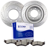 For 2003 - 2008 Dodge Ram 2500 3500 Rear Drilled Brake Rotor Ceramic Brakes Pads KOEEP