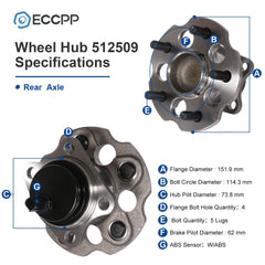 2P Wheel Hub Bearings Assembly Rear For Toyota Prius V 2012-2018 Mirai 2016-2019 6B93BC-57