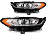 ECCPP Halogen Headlights Assembly For Ford Fusion 2013-2016 Pair Chrome Amber 6B93BC-57