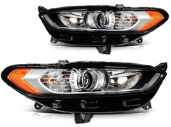 ECCPP Halogen Headlights Assembly For Ford Fusion 2013-2016 Pair Chrome Amber 6B93BC-57