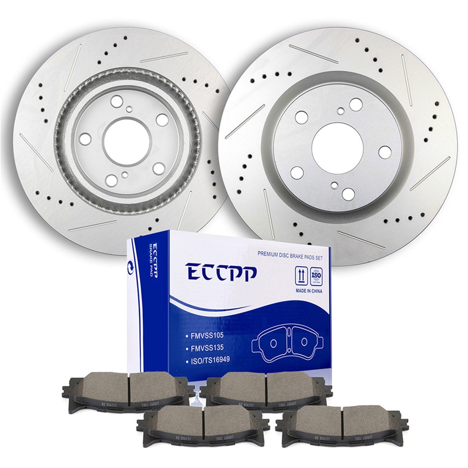 Front Drilled Rotors + Brake Pads Kit for Toyota Camry Avalon Lexus ES350 ES300h 6B93BC-57